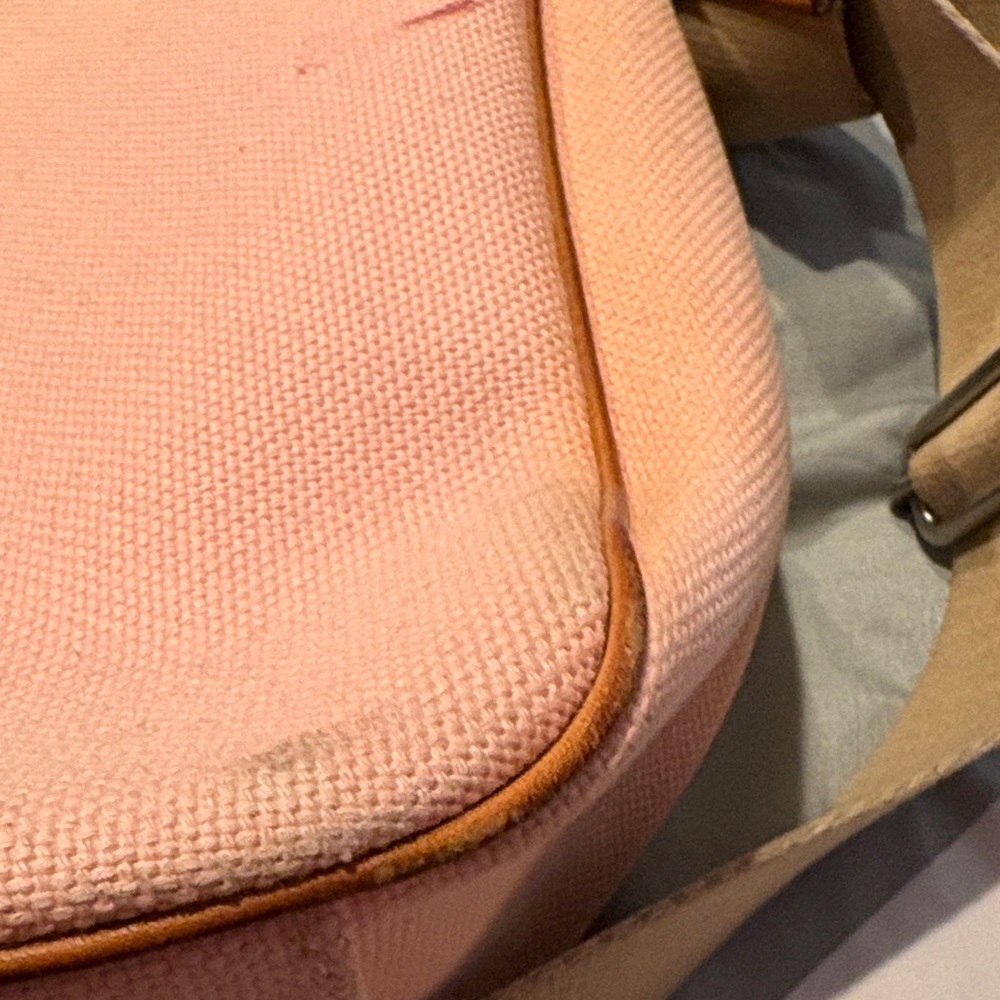 Burberry Pink Canvas Shoulder Bag with Tan Trim - Picture 9 of 10